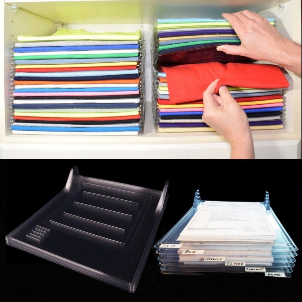 foto del prodotto trade shop organizer per magliette salvaspazio t shirt pieghevole cabina armadio cassetto 