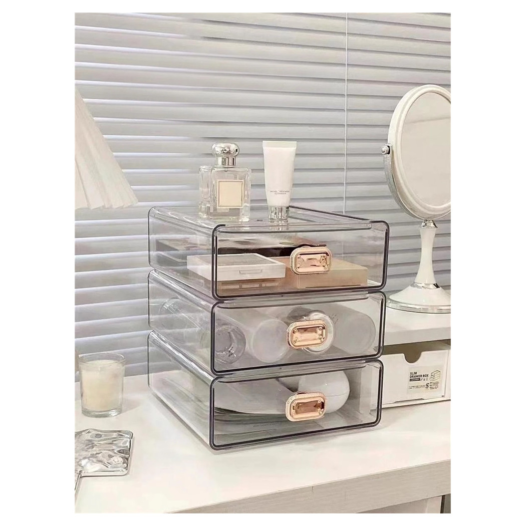 foto del prodotto trade shop organizer porta trucchi da scrivania in acrilico trasparente con cassetti impilabile 