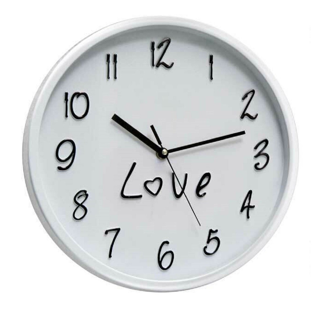 foto del prodotto trade shop - orologio 30x4cm parete love classico moderno tondo in plastica colori ass 798146 -