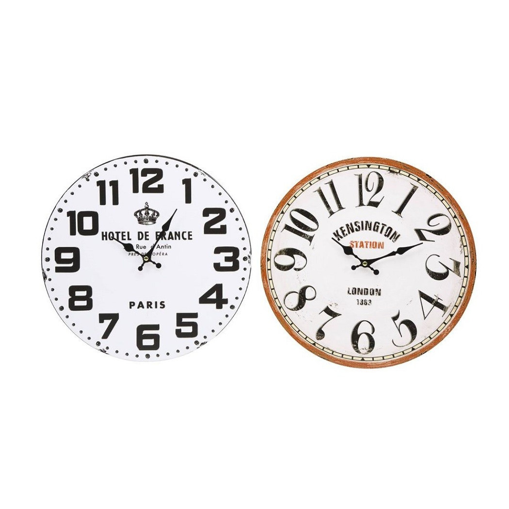 foto del prodotto trade shop orologio da parete in legno rotondo vintage retro 39 analogico casa cucina 218694 
