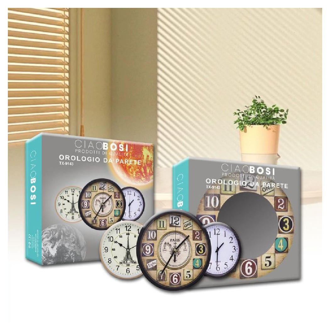 foto del prodotto trade shop orologio da parete muro diametro 30cm casa cucina vari modelli assortiti tx 9143 