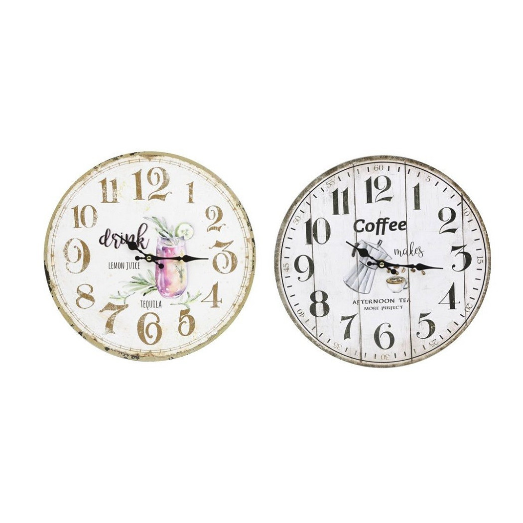 foto del prodotto trade shop orologio da parete muro in legno analogico decorato cucina stanza casa 218691 