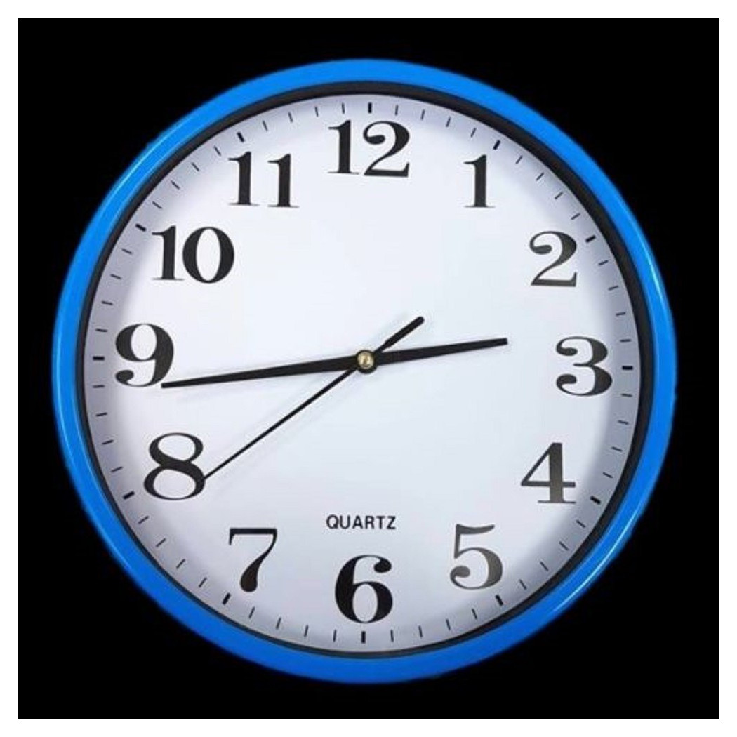 foto del prodotto trade shop orologio da parete tondo quarzo muro cornice blu diametro 22 cm 
