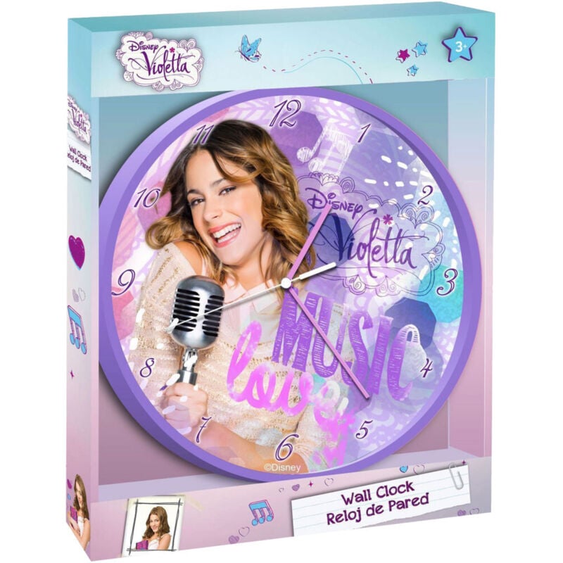 foto del prodotto trade shop orologio da parete violetta disney per stanzetta bambine idea regalo rosa viola 