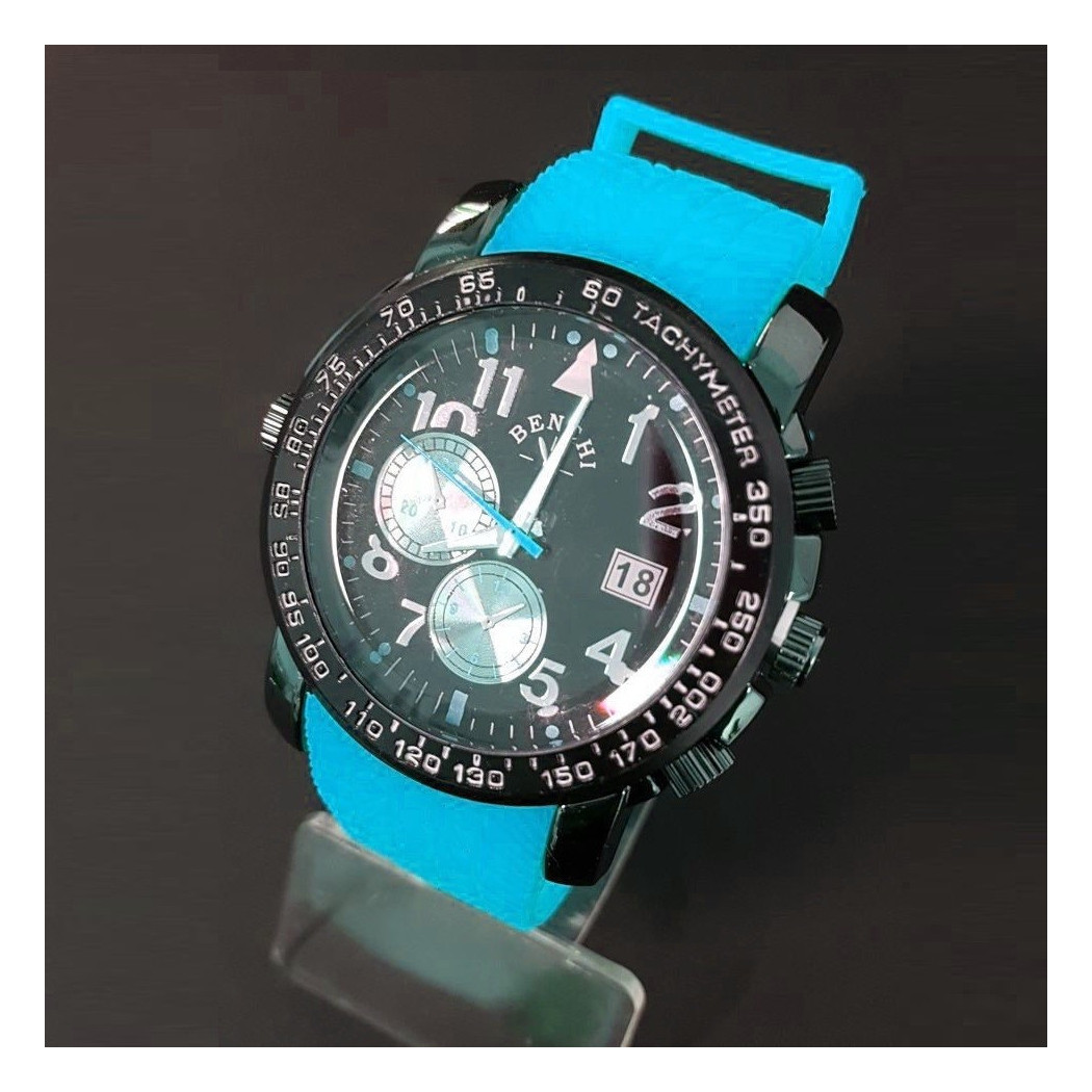 foto del prodotto trade shop orologio da polso benchi d9652a uomo analogico quarzo sportivo azzurro 