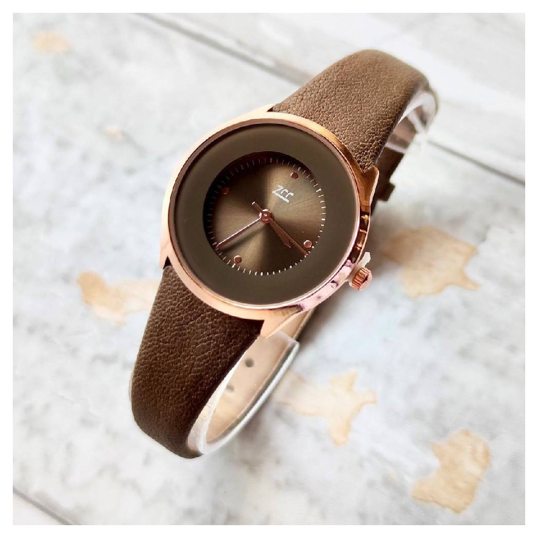 foto del prodotto trade shop orologio da polso zcc analogico casual elegante moda con cinturino pelle marrone 