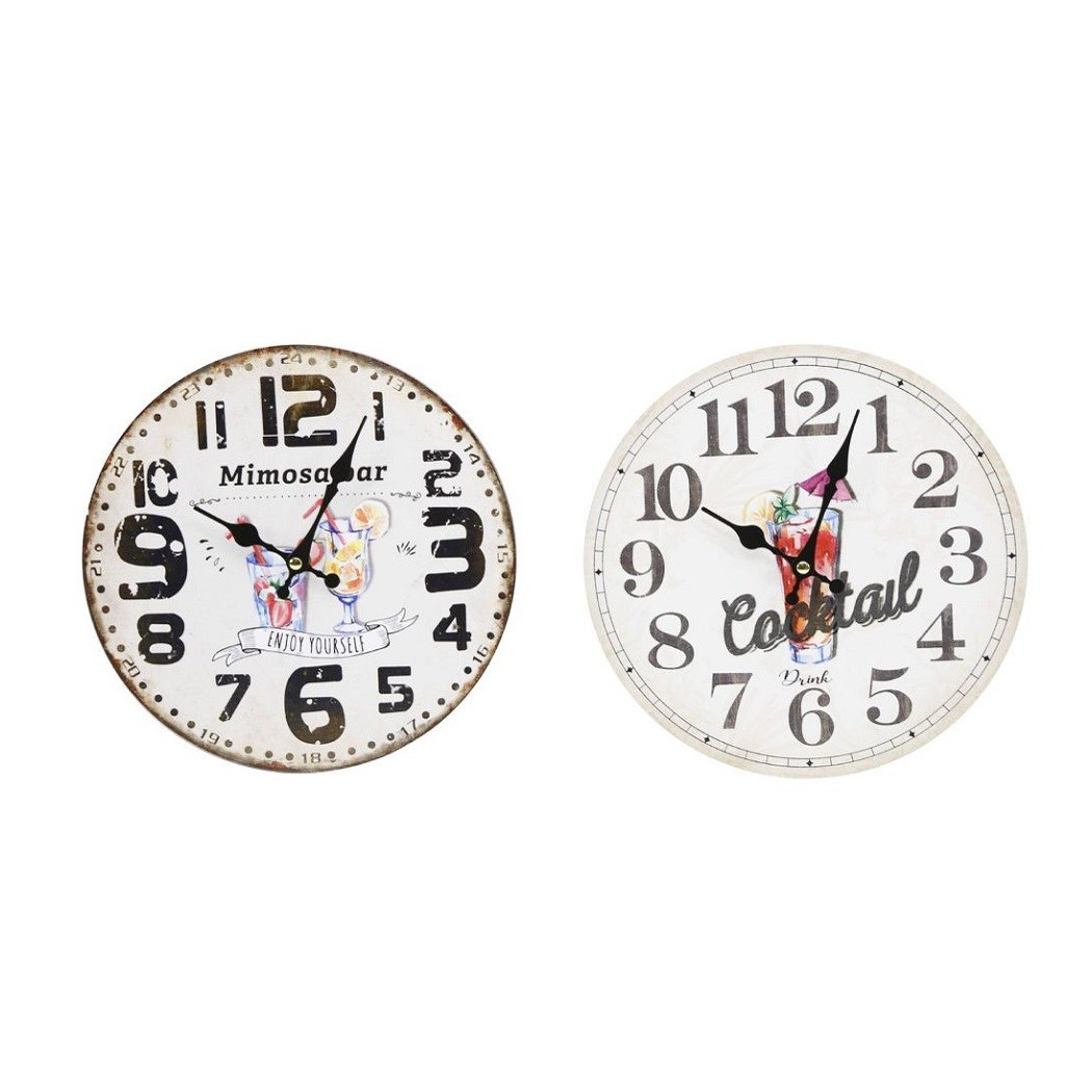 foto del prodotto trade shop orologio in legno da parete analogico vintage drink cocktail cucina casa 218700 