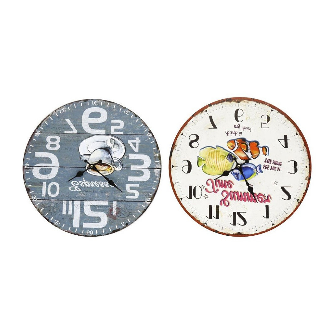 foto del prodotto trade shop orologio in legno da parete rotondo analogico vintage retro 39 casa cucina 218690 