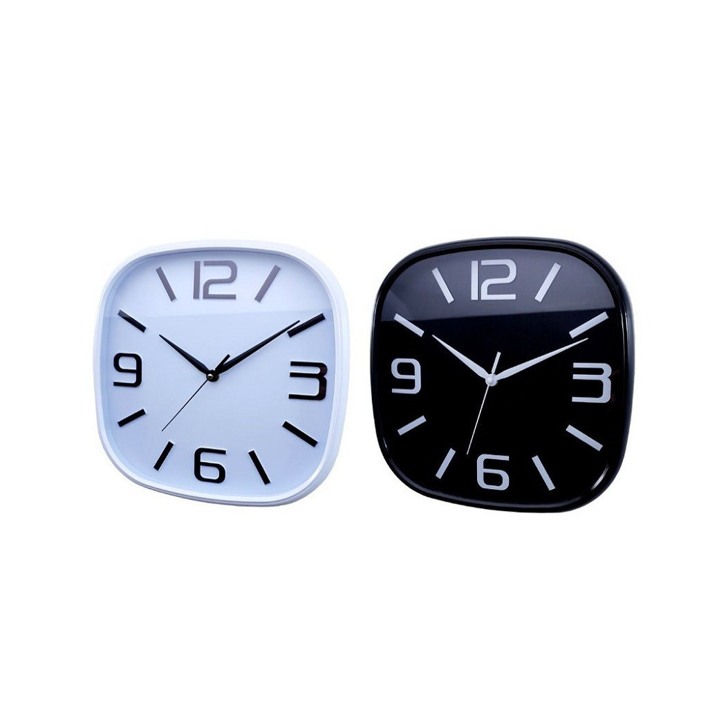 foto del prodotto trade shop orologio parete muro quadrato analogico casa arredamento 30cm bianco nero 206959 