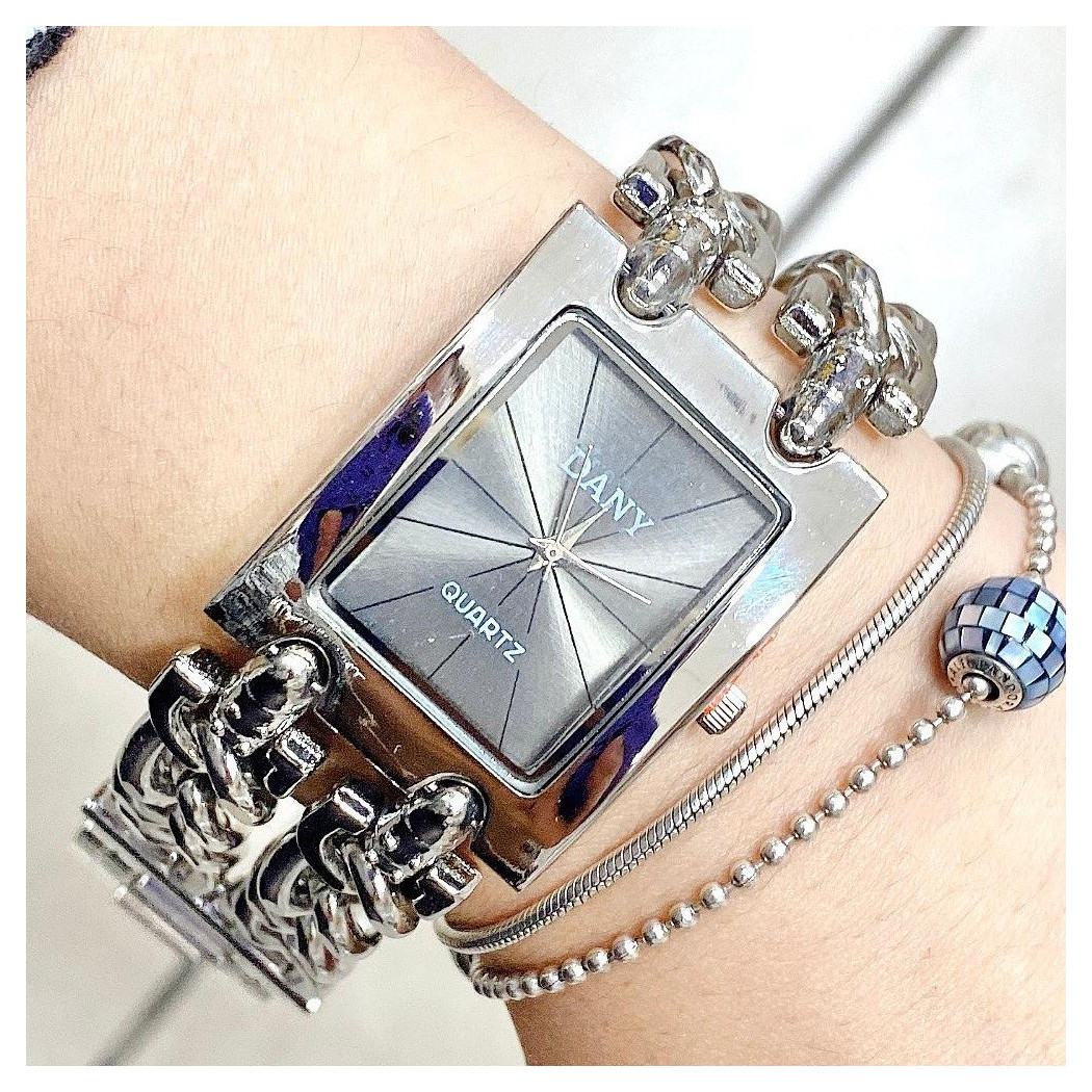 foto del prodotto trade shop orologio polso donna dany analogico quarzo moderno moda casual bracciale silver 