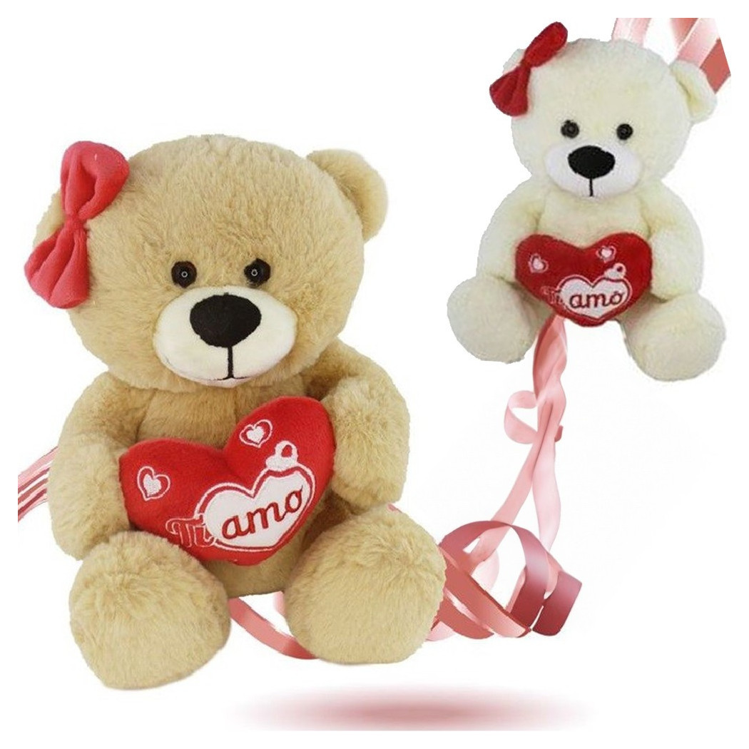 foto del prodotto trade shop orsetto orsa peluche con cuore scritta ti amo fiocco 22 cm san valentino 92614 