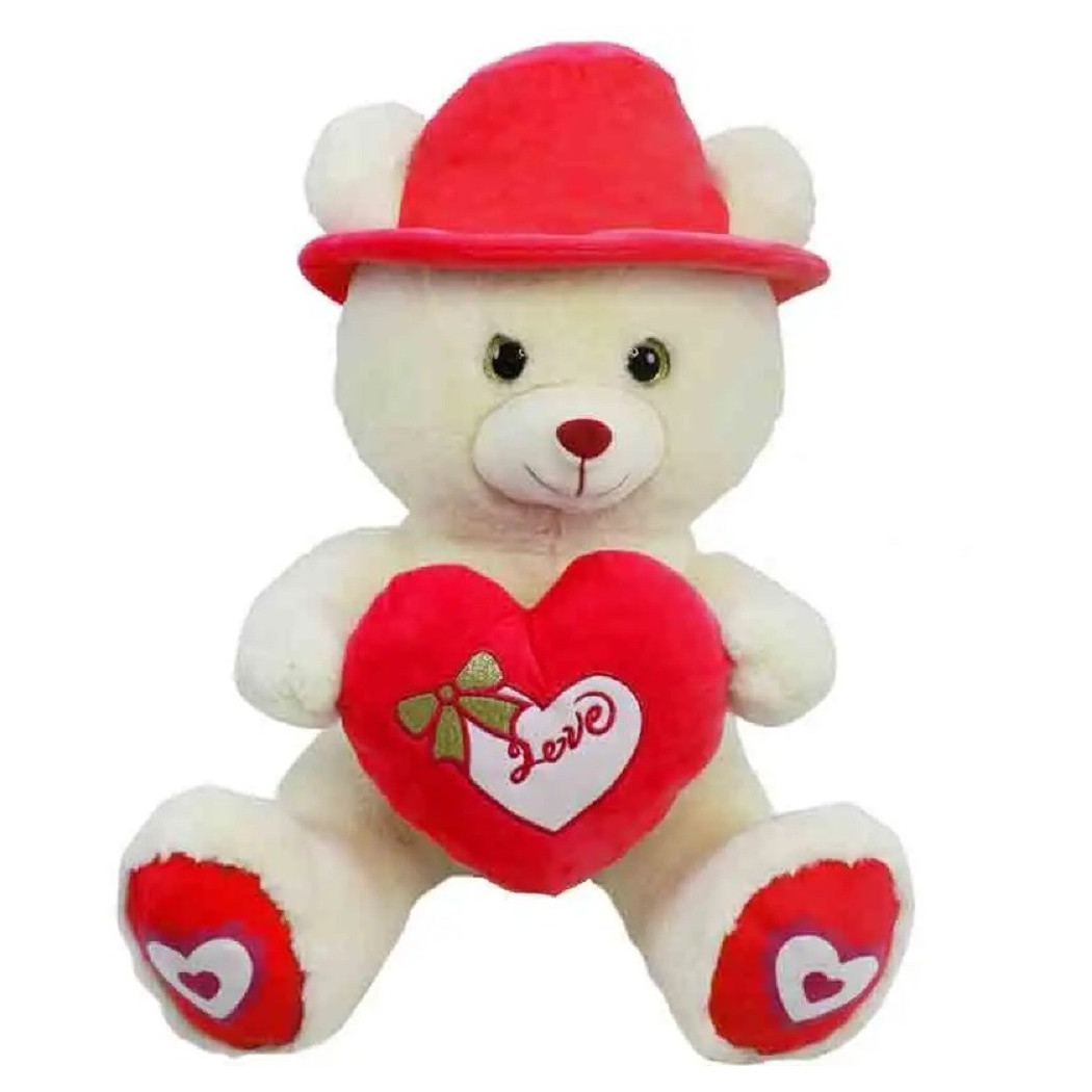 foto del prodotto trade shop orso in peluche con cappello e cuore rosso 55 cm regalo per san valentino 92423 