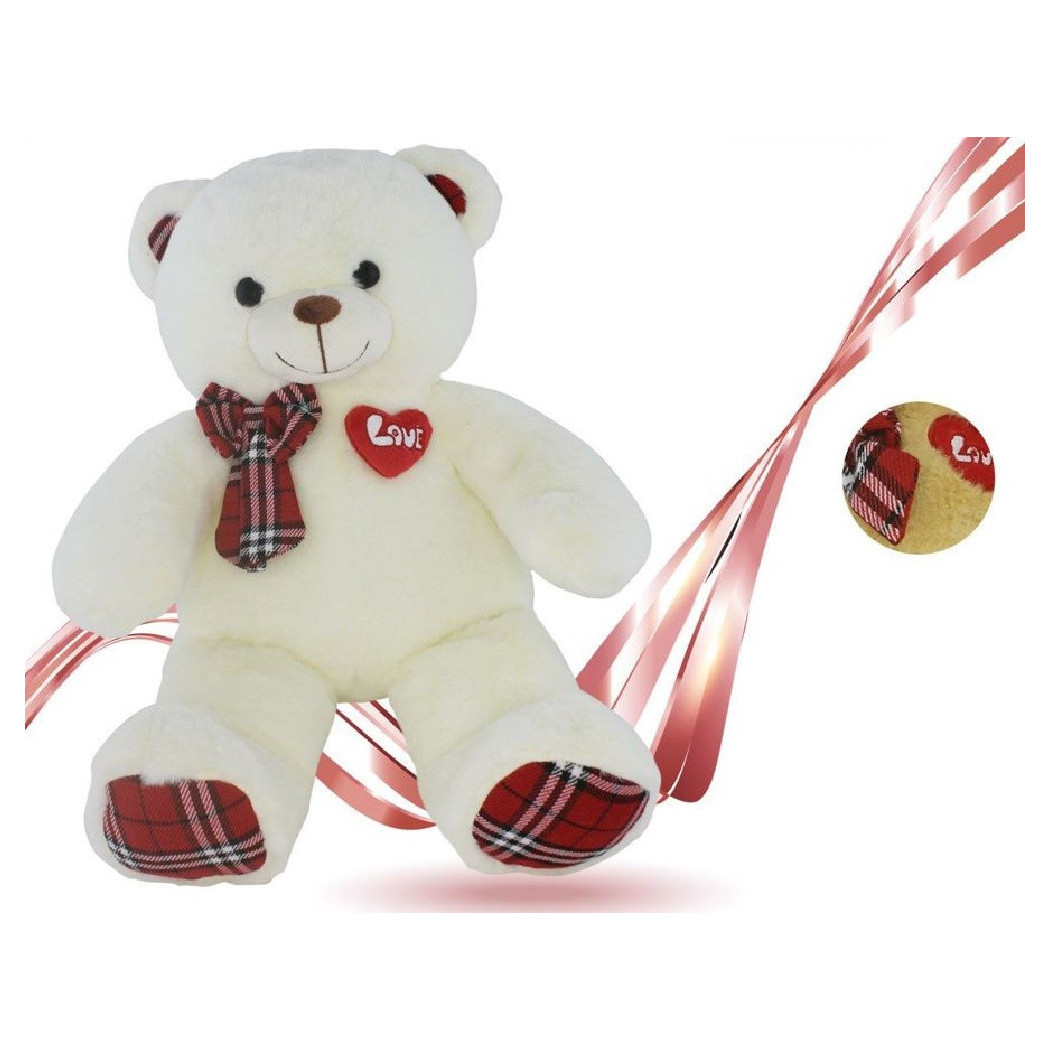 foto del prodotto trade shop orso peluche con fiocco cuoricino alto 30cm san valentino colori assortiti 94359 