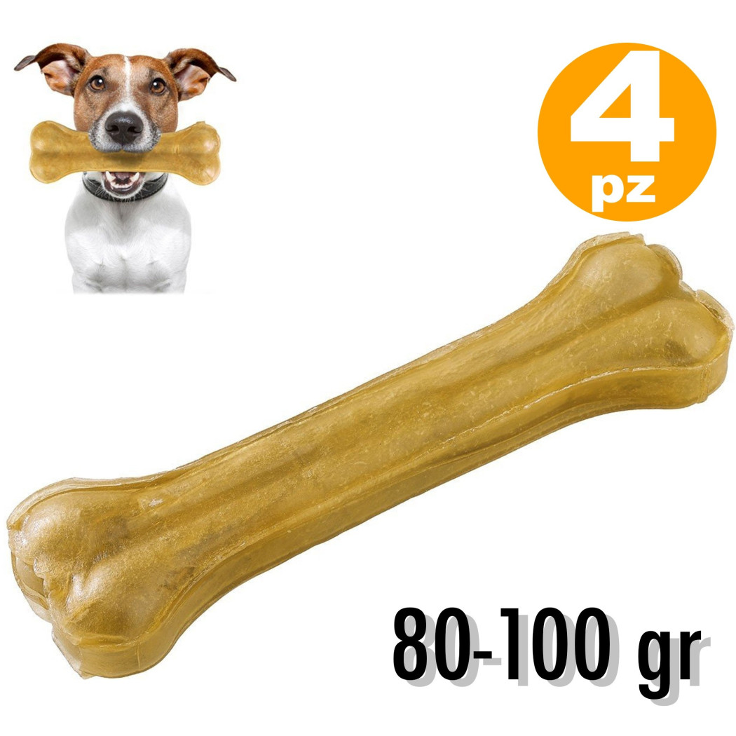 foto del prodotto trade shop ossa per cani spuntino snack per cane 4 pezzi osso da masticare 80 100 gr 13cm 