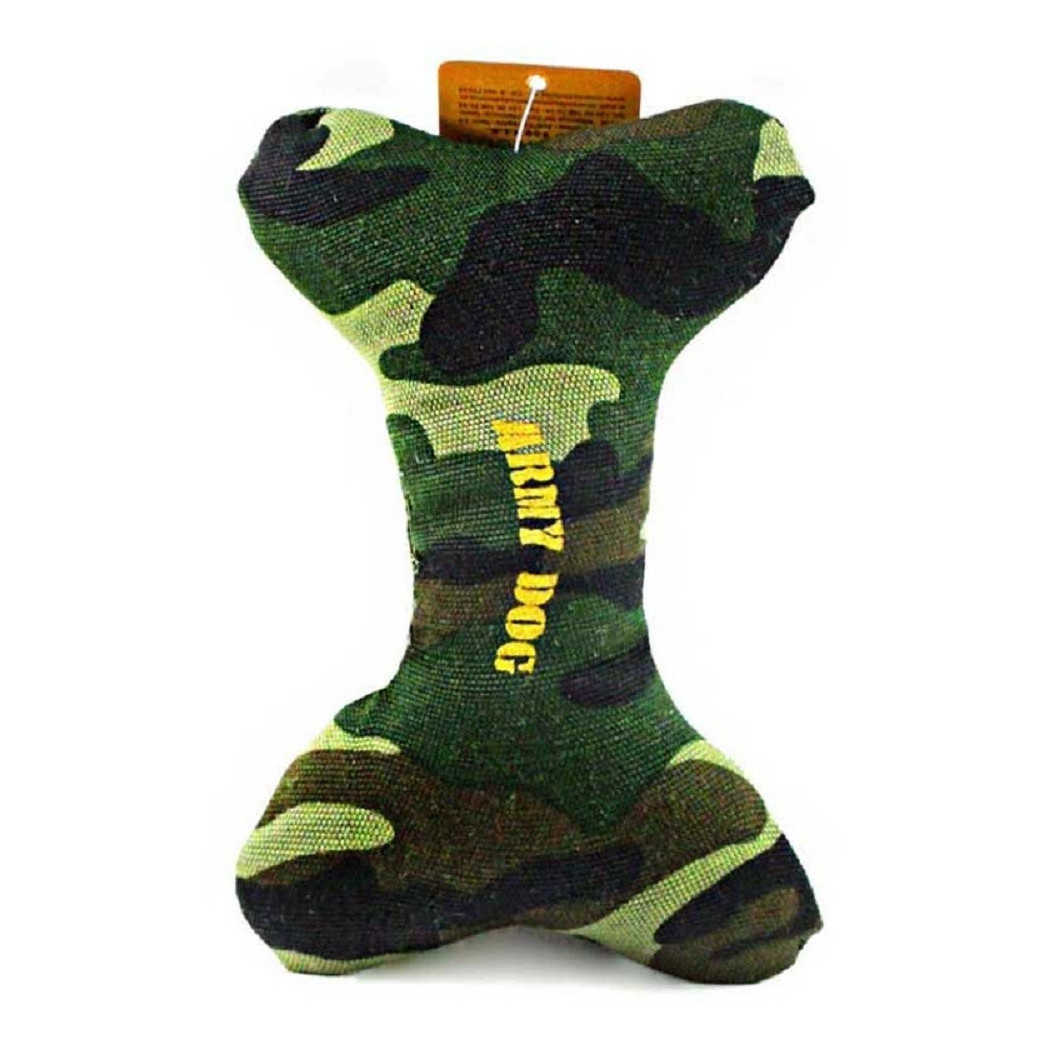 foto del prodotto trade shop osso in tela per cane 18 cm giocattolo per animali gioco cani colore militare 