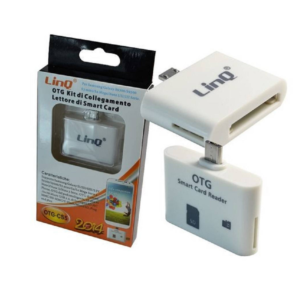 foto del prodotto trade shop otg kit di collegamento 2in1 smart card reader micro usb smartphone tablet otg cs5 