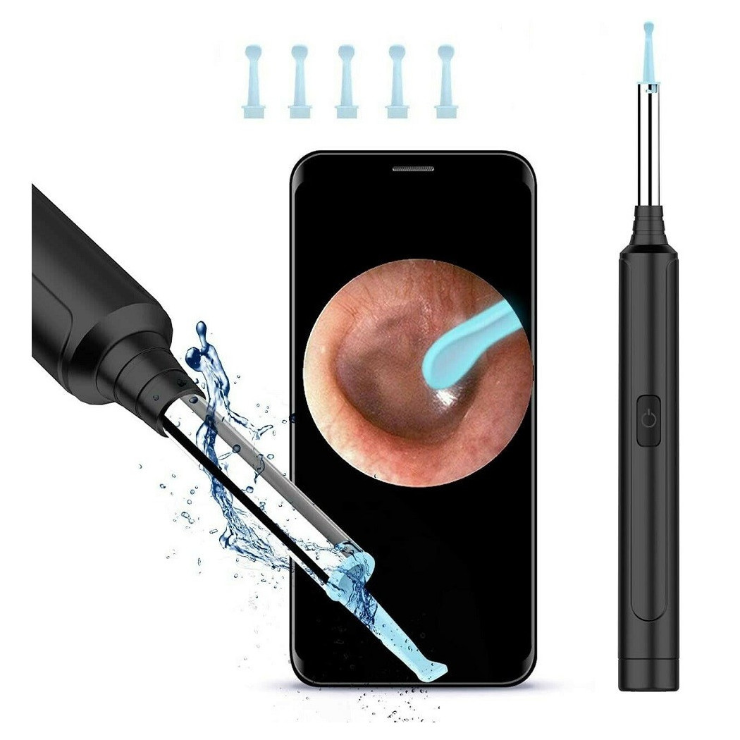 foto del prodotto trade shop otoscopio ispezione orecchio kit rimozione cerume wifi microscopio camera q es1 