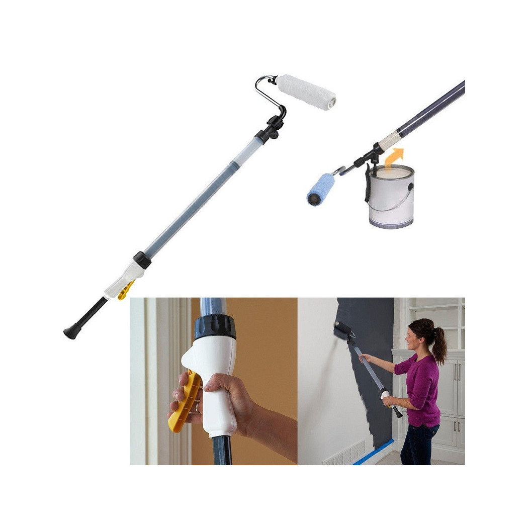 foto del prodotto trade shop paint roller rullo da pittura asta telescopica 23 cm per pareti stanza no gocce 