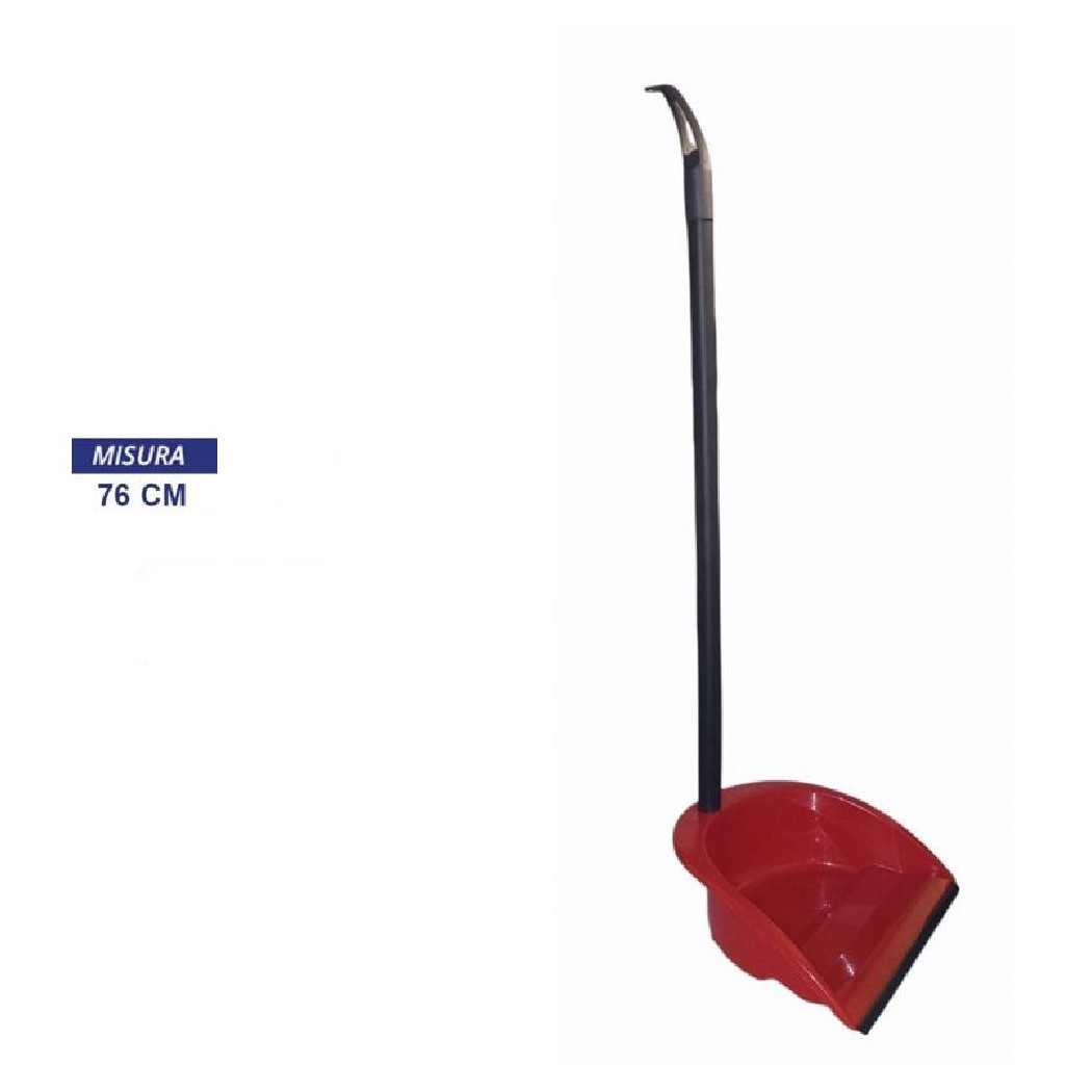 foto del prodotto trade shop pala paletta in plastica alzasporco con manico fisso con gomma pulire casa rossa 
