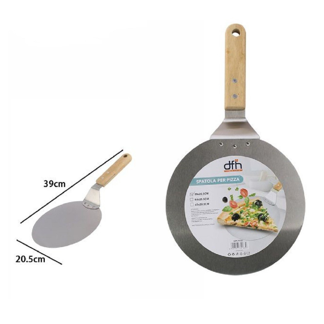 foto del prodotto trade shop pala spatola per pizza con manico legno paletta tagliere tondo 39 x 20,5cm 74183 