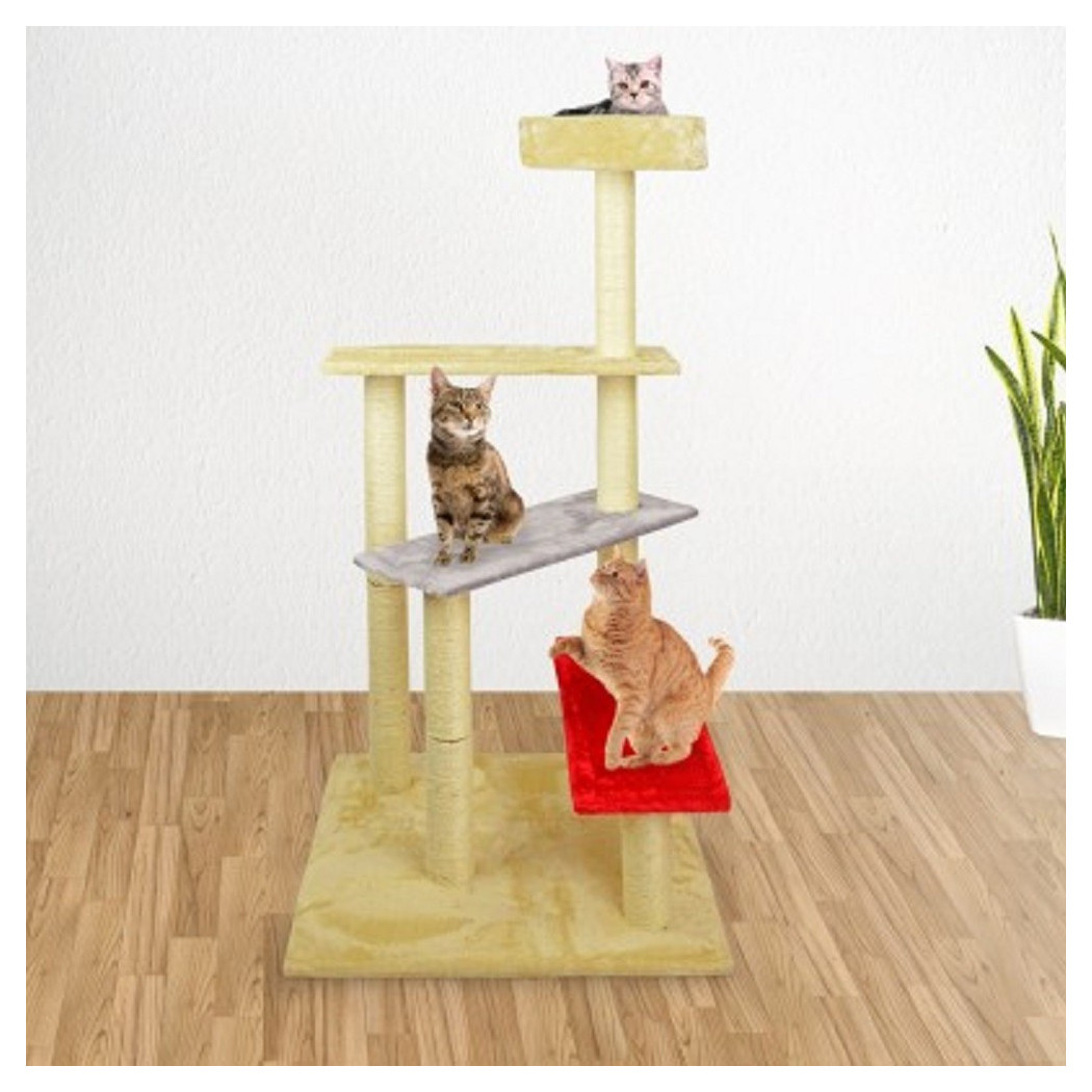 foto del prodotto trade shop palestra tiragraffi per gatti gatto a scala con colonne in sisal 144 cm 