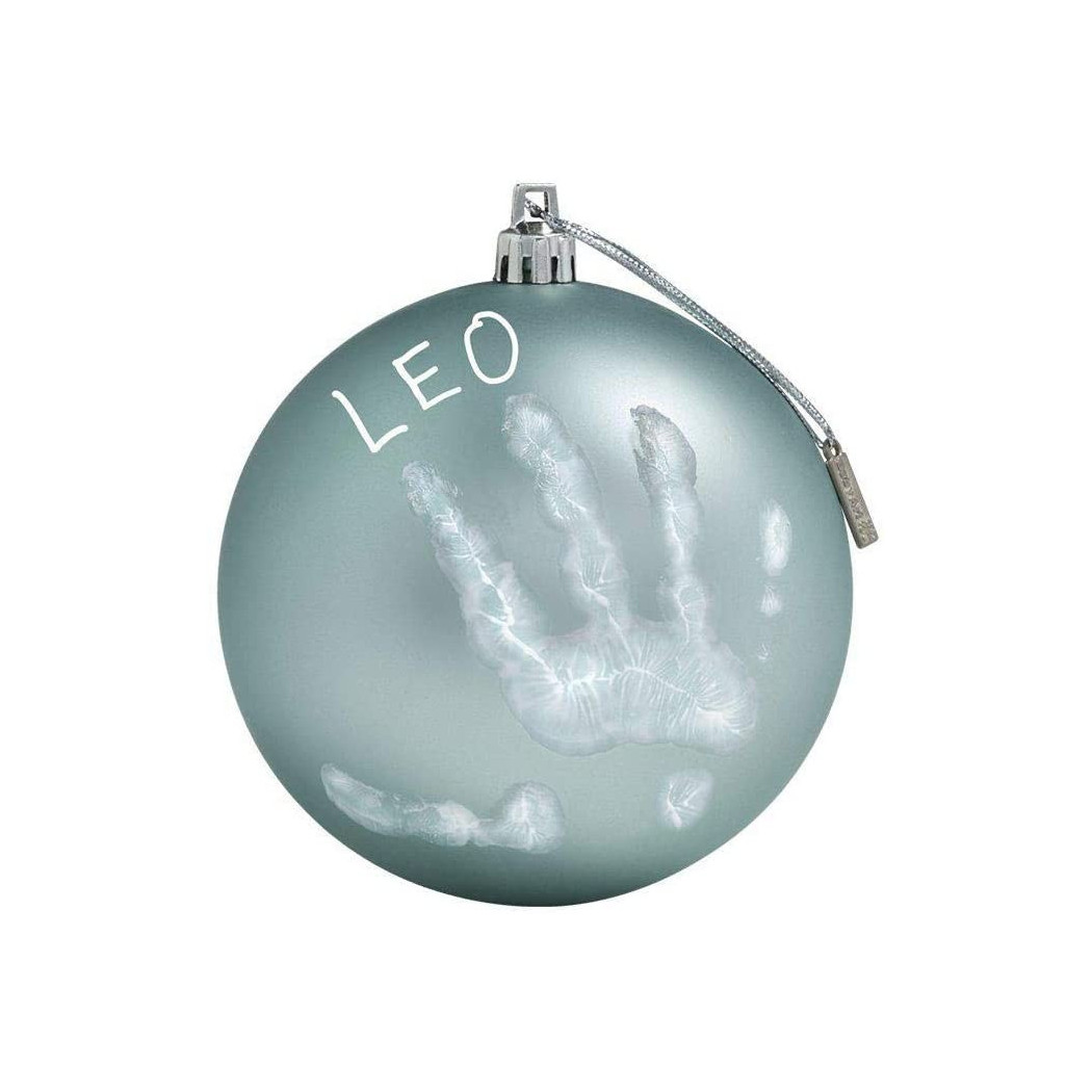 foto del prodotto trade shop pallina di natale decorazione natalizia per albero con kit impronta calco mano acquamarina ocean 