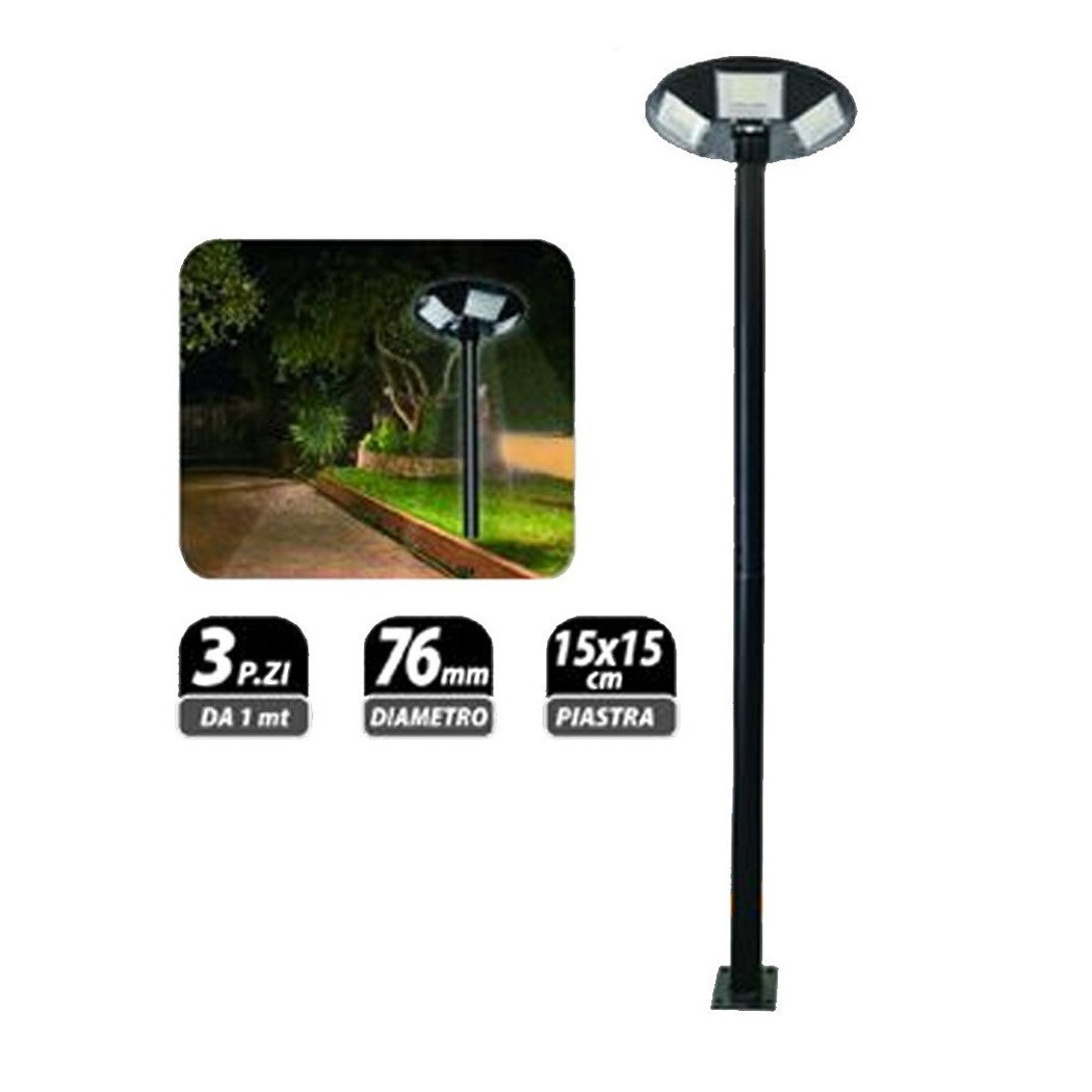 foto del prodotto trade shop palo in ferro per lampione led 3 metri da giardino nero da esterno pt gd 3n 