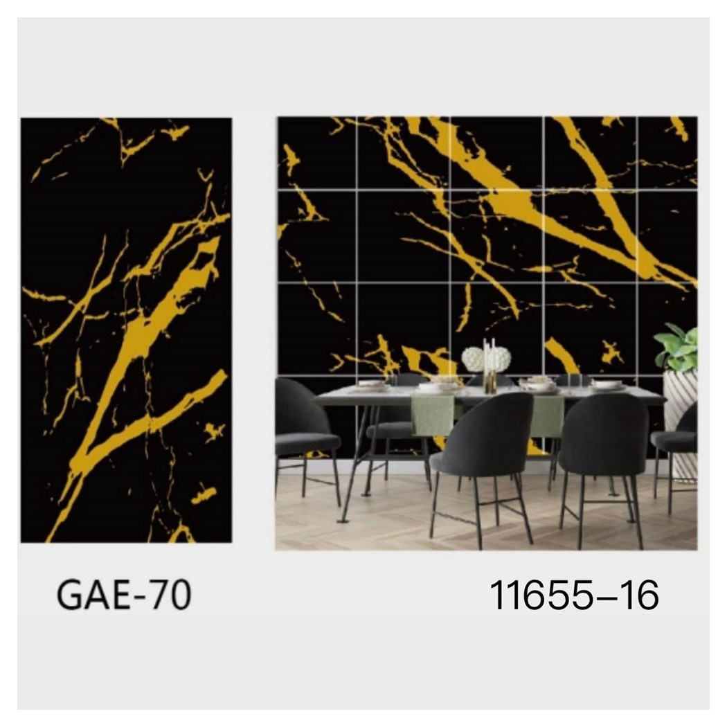 foto del prodotto trade shop pannello adesivo effetto marmo nero striato oro pareti paraschizzi 300x60cm stanza 