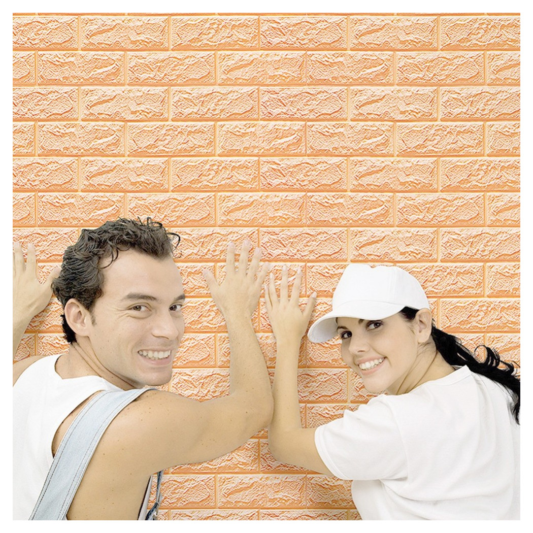 foto del prodotto trade shop pannello adesivo per decorazione parete effetto pietra muro 70 x 60 cm rosa 