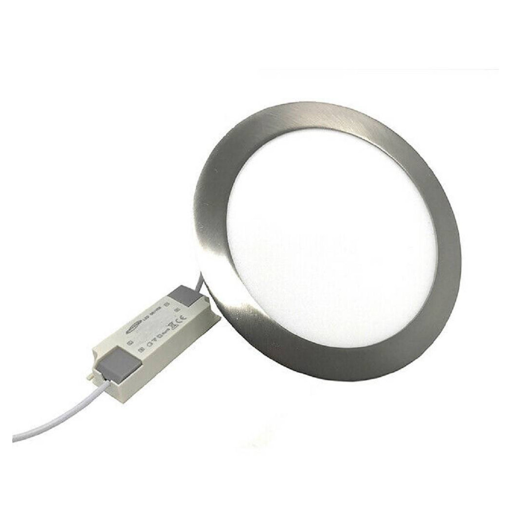foto del prodotto trade shop pannello led incasso silver tondo slim 12 w luce 6500k 3000k 4000k p155a a bianco freddo 