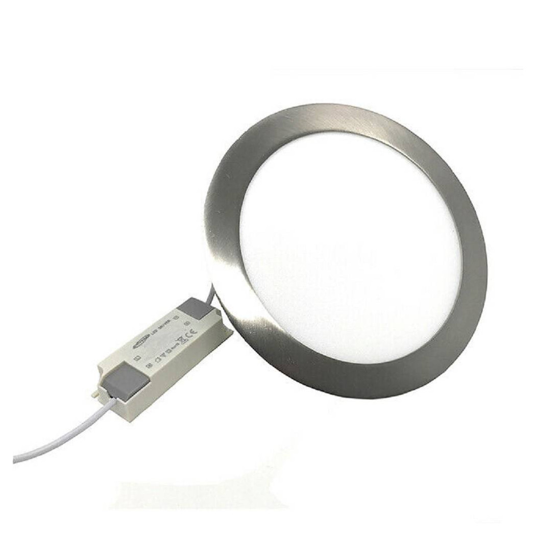 foto del prodotto trade shop pannello led incasso silver tondo slim 3 w luce 6500k 3000k 4000k p73a a bianco freddo 