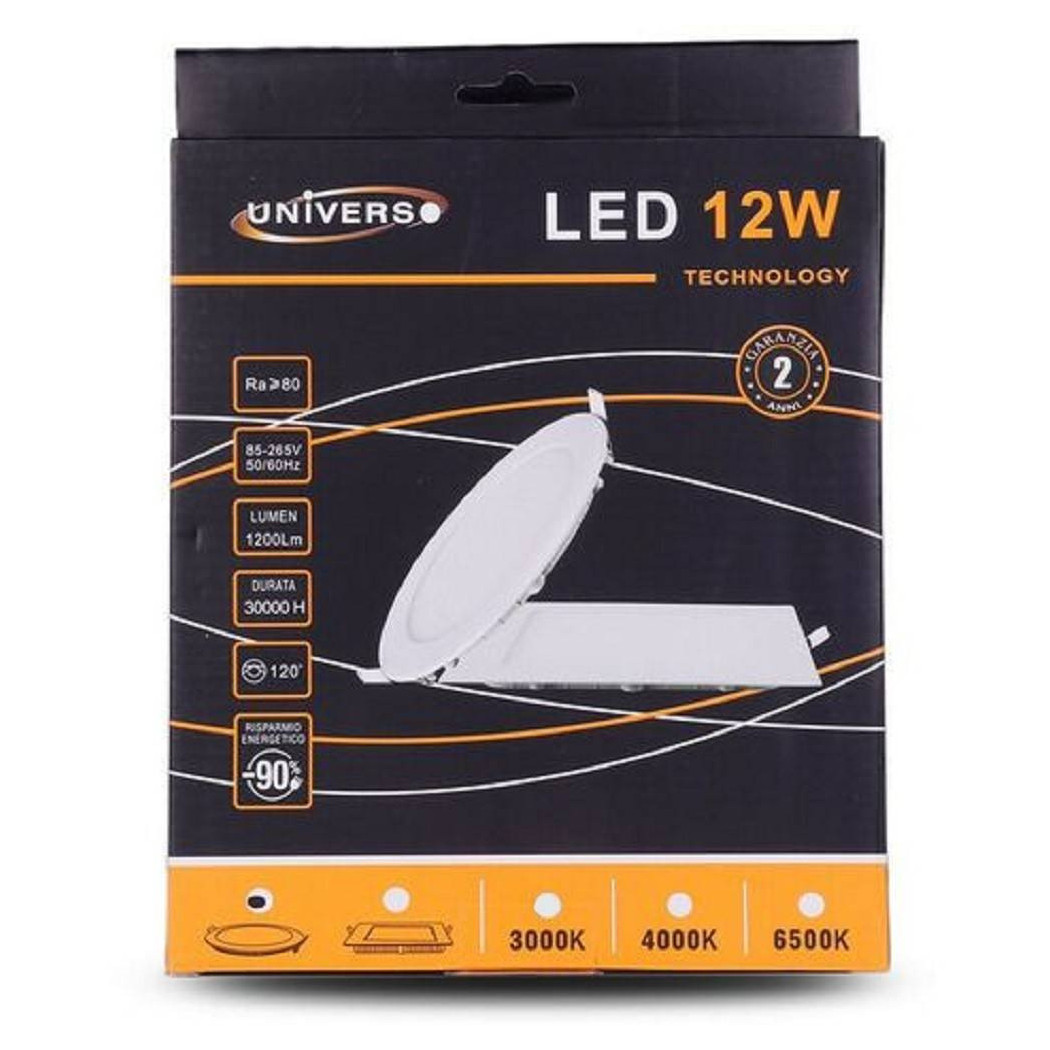 foto del prodotto trade shop pannello led slim 12w incasso rotondo in pvc luce caldo naturale freddo p155at bianco caldo 