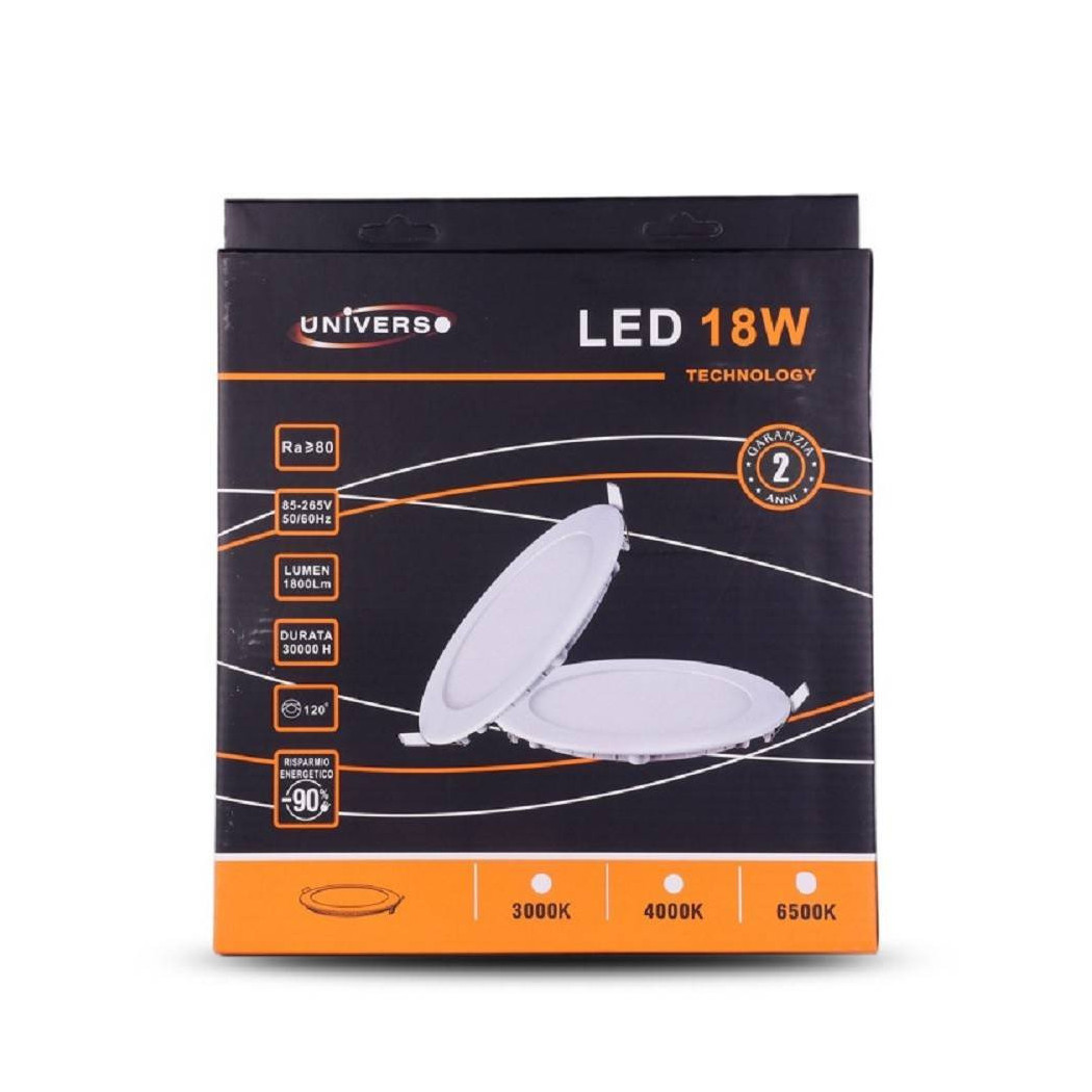 foto del prodotto trade shop pannello led slim 18 w incasso rotondo in pvc luce caldo freddo naturale p205a t bianco freddo 