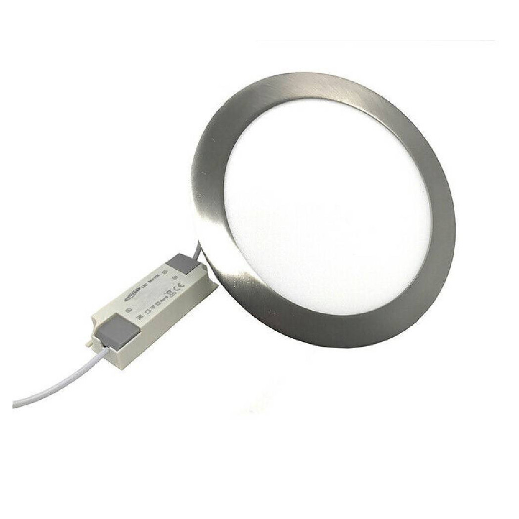 foto del prodotto trade shop pannello led slim 18w incasso tondo bordo silver luce 3000k 4000k 6500k p205aa bianco caldo 
