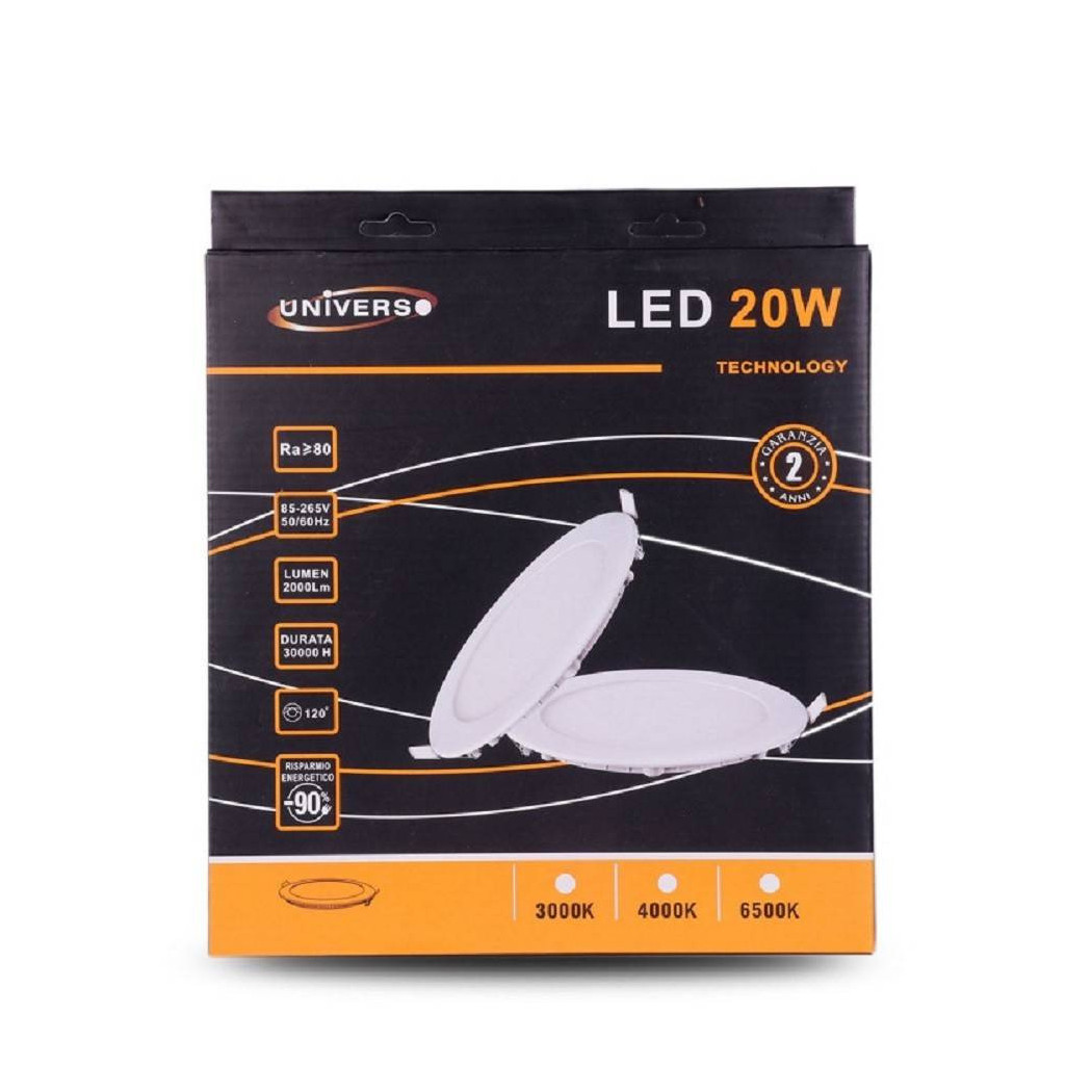 foto del prodotto trade shop pannello led slim 20w incasso rotondo luce bianco caldo freddo naturale p225at bianco freddo 