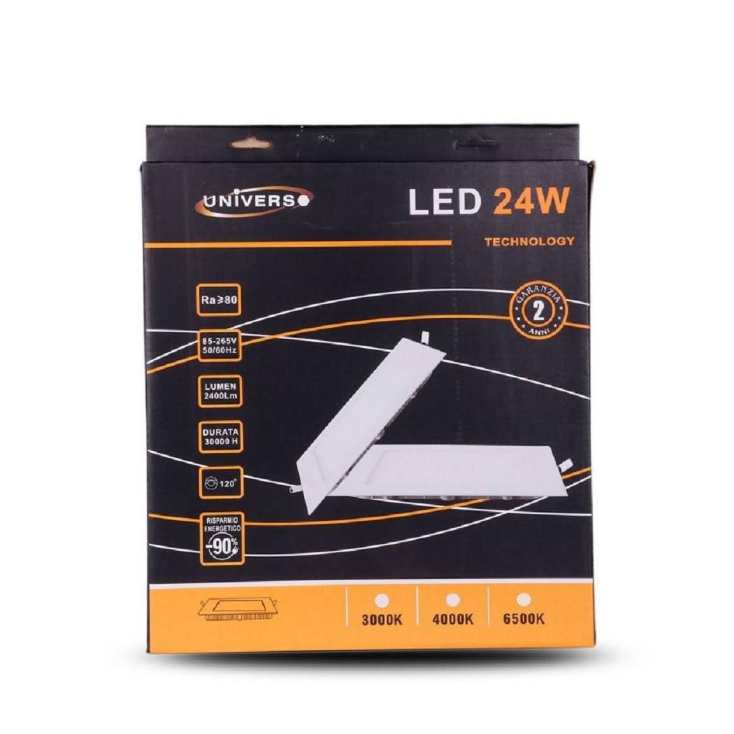 foto del prodotto trade shop pannello led slim 24w incasso quadrato luce bianco caldo freddo naturale p285aq bianco caldo 