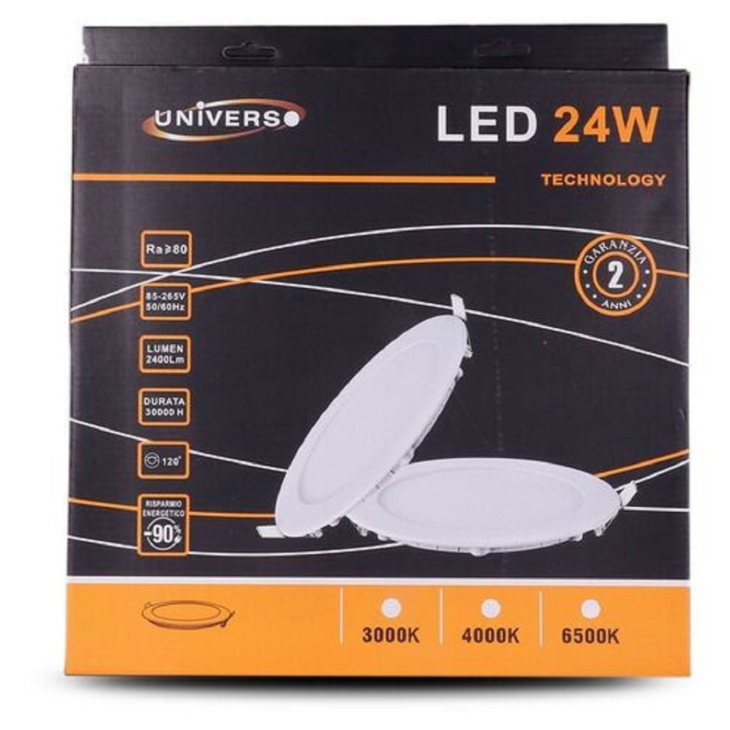 foto del prodotto trade shop pannello led slim 24w incasso rotondo luce bianco caldo freddo naturale p285a t bianco freddo 