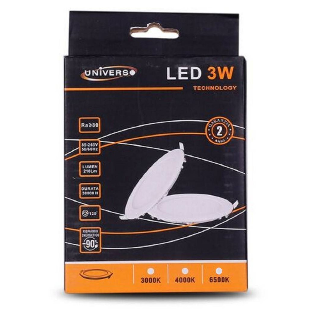 foto del prodotto trade shop pannello led slim 3w incasso quadrato in pvc bianco caldo freddo naturale p73aq bianco freddo 