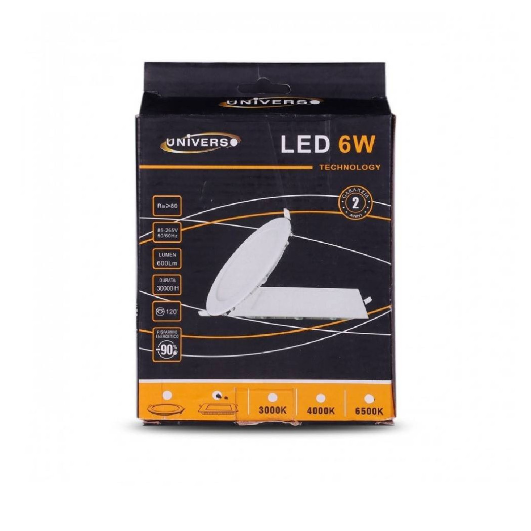 foto del prodotto trade shop pannello led slim 6w incasso quadrato in pvc luce caldo freddo naturale p105aq bianco caldo 