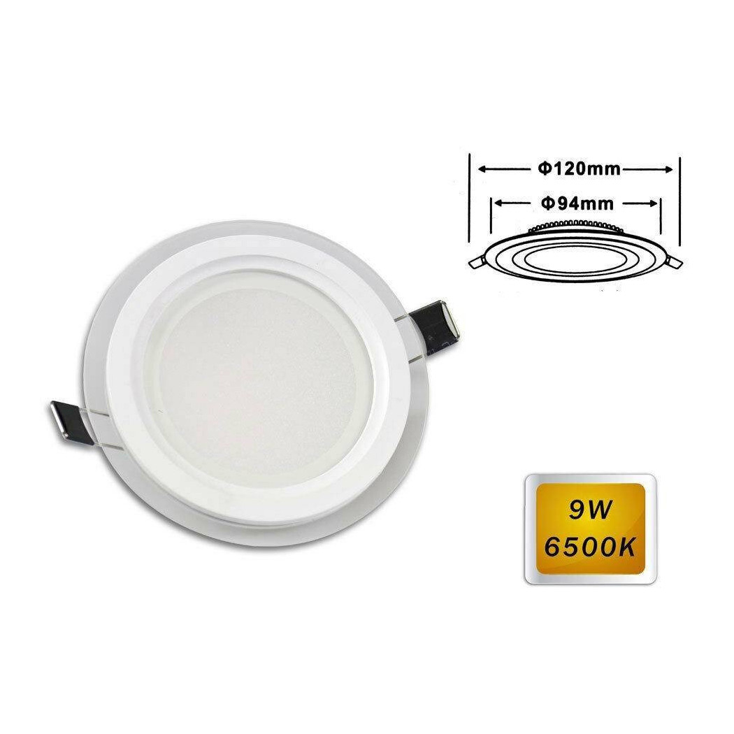 foto del prodotto trade shop pannello led slim incasso bordo in vetro tondo 9w luce 6500k 3000k 4000k p 94et bianco freddo 