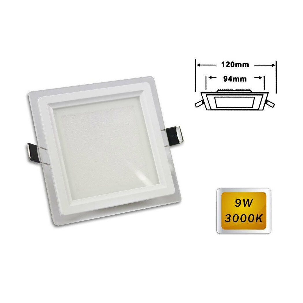 foto del prodotto trade shop pannello led slim incasso bordo vetro quadrato 9w luce 6500k 3000k 4000k p 94eq bianco caldo 