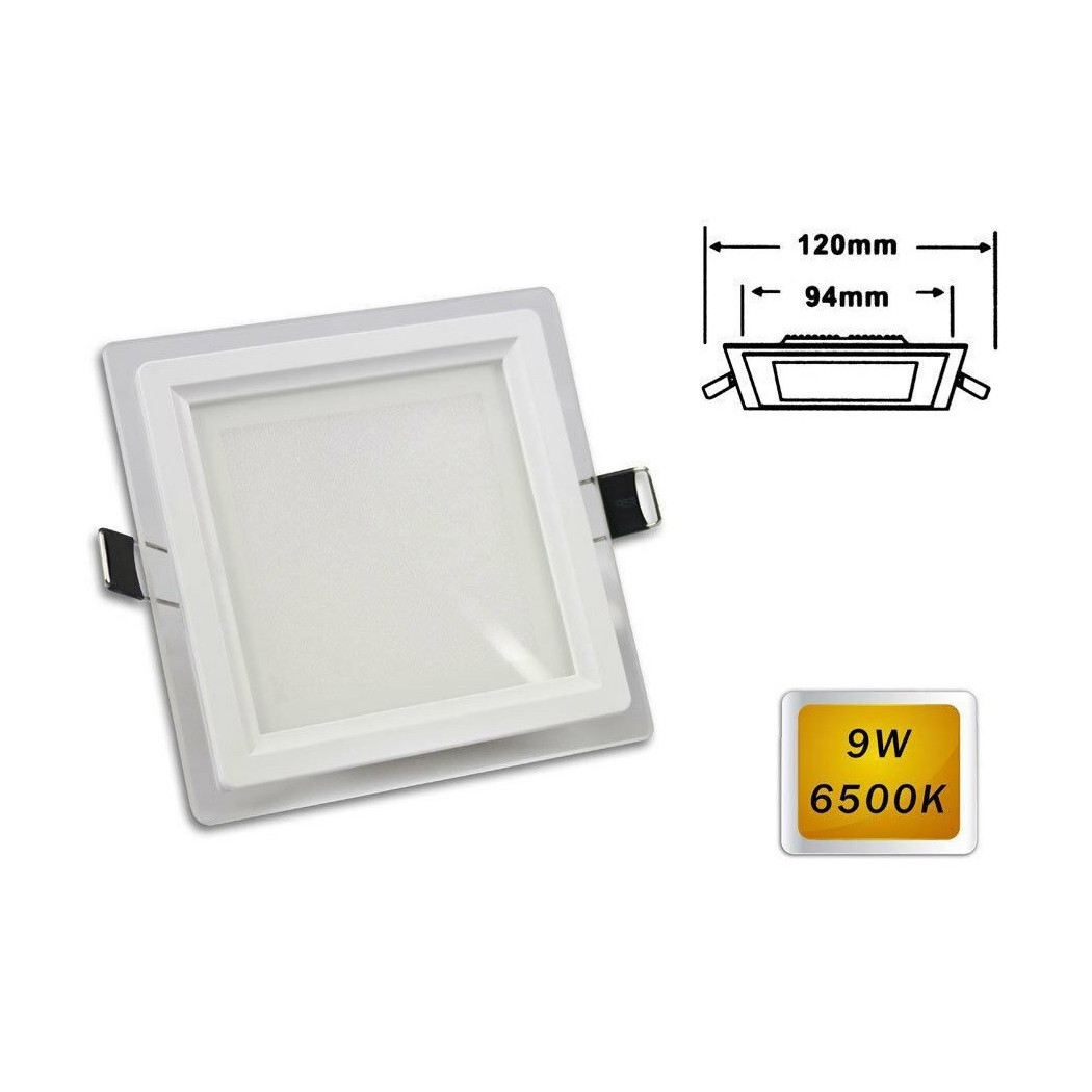 foto del prodotto trade shop pannello led slim incasso bordo vetro quadrato 9w luce 6500k 3000k 4000k p 94eq bianco freddo 