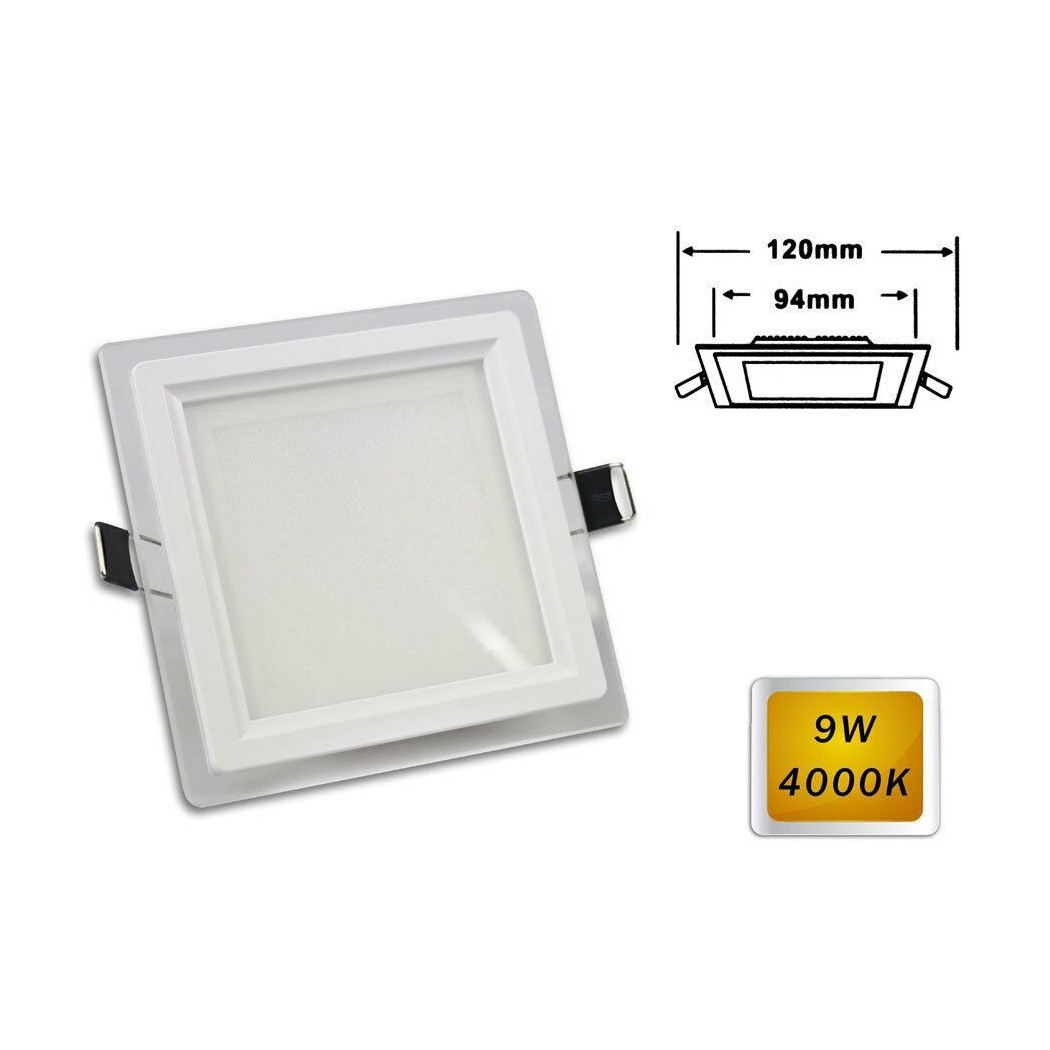 foto del prodotto trade shop pannello led slim incasso bordo vetro quadrato 9w luce 6500k 3000k 4000k p 94eq bianco naturale 