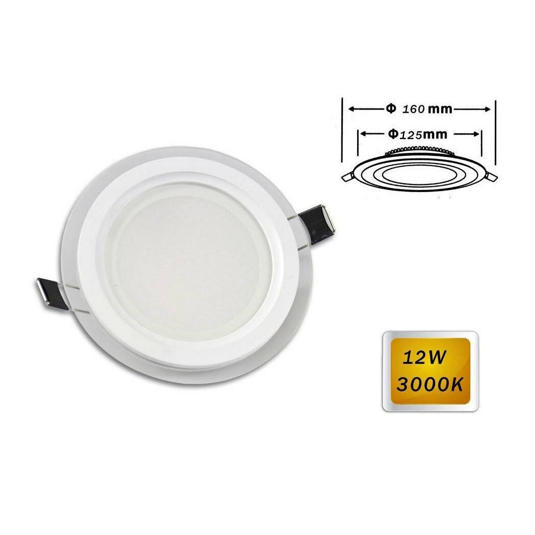 foto del prodotto trade shop pannello led slim incasso bordo vetro tondo 12 w luce 6500k 3000k 4000k p 125et bianco freddo 