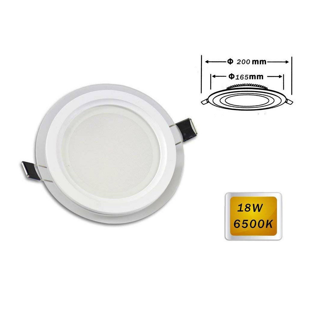foto del prodotto trade shop pannello led slim incasso bordo vetro tondo 18 w luce 4000k 6500k 3000k p 165et bianco freddo 