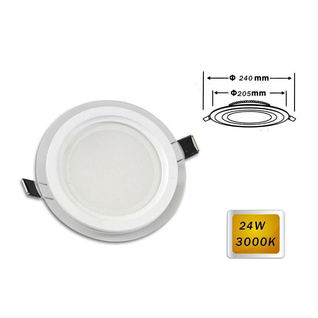 foto del prodotto trade shop pannello led slim incasso bordo vetro tondo 24 w luce 3000k 6500k 4000k p 205et bianco caldo 