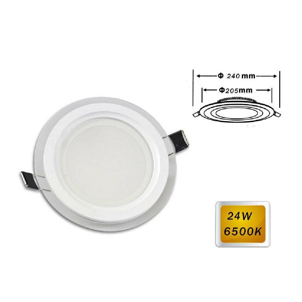foto del prodotto trade shop pannello led slim incasso bordo vetro tondo 24 w luce 3000k 6500k 4000k p 205et bianco freddo 