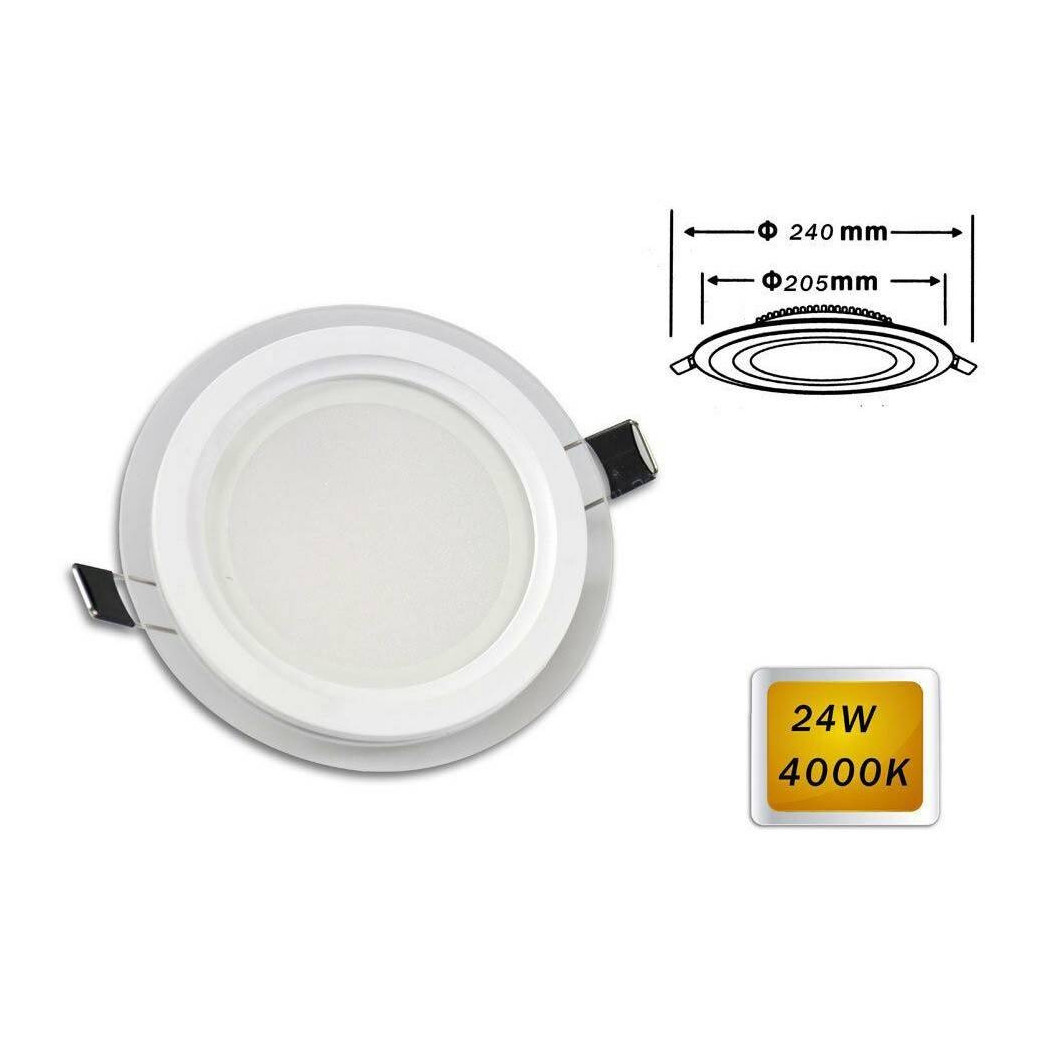 foto del prodotto trade shop pannello led slim incasso bordo vetro tondo 24 w luce 3000k 6500k 4000k p 205et bianco naturale 