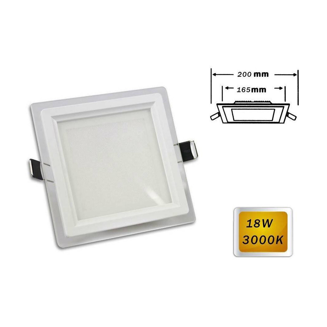 foto del prodotto trade shop pannello led slim incasso quadrato 18 watt luce 4000k 6500k 3000k 265v p 165eq bianco caldo 