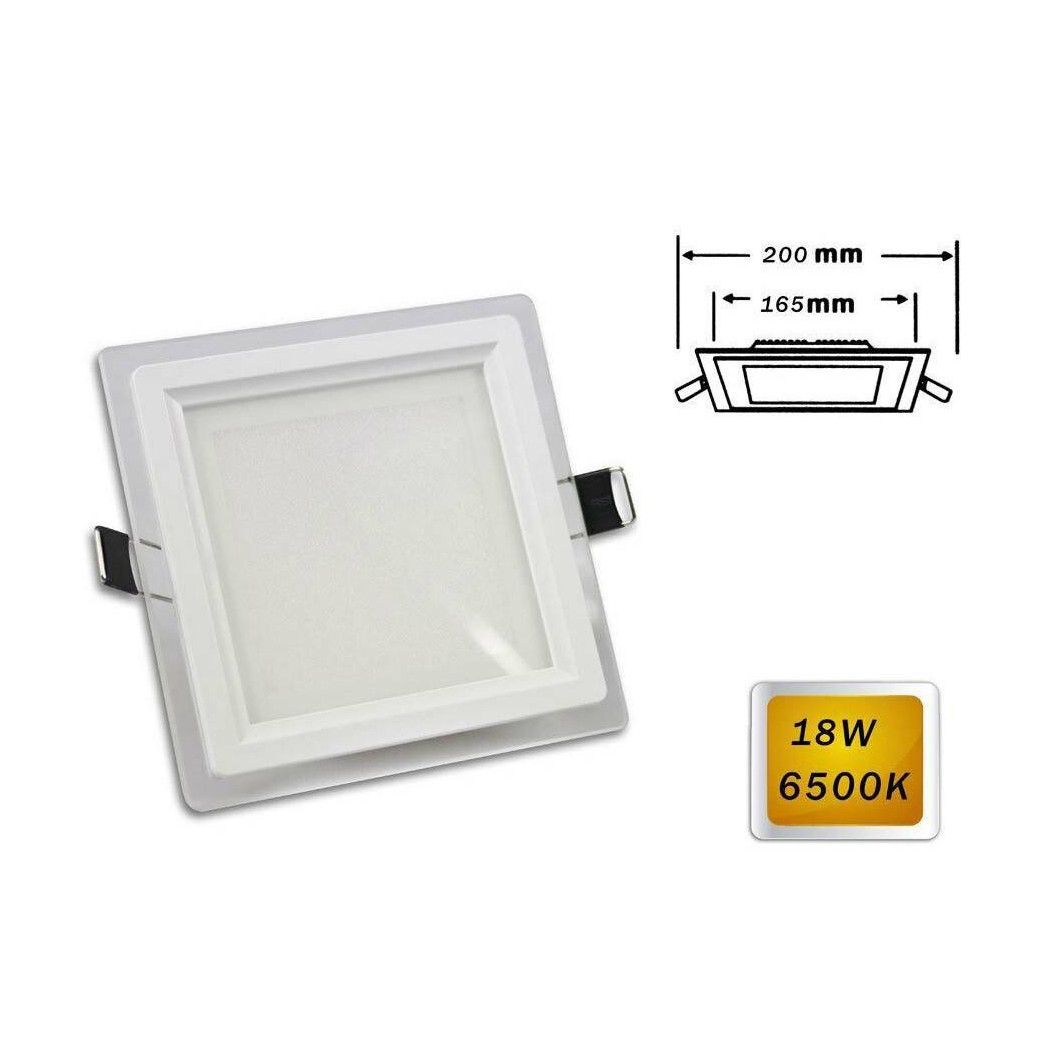 foto del prodotto trade shop pannello led slim incasso quadrato 18 watt luce 4000k 6500k 3000k 265v p 165eq bianco freddo 